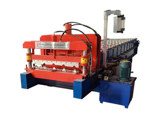 High Rib Glazed Tile Roll Forming Machine Cutting Mode Hydraulic Guide Column